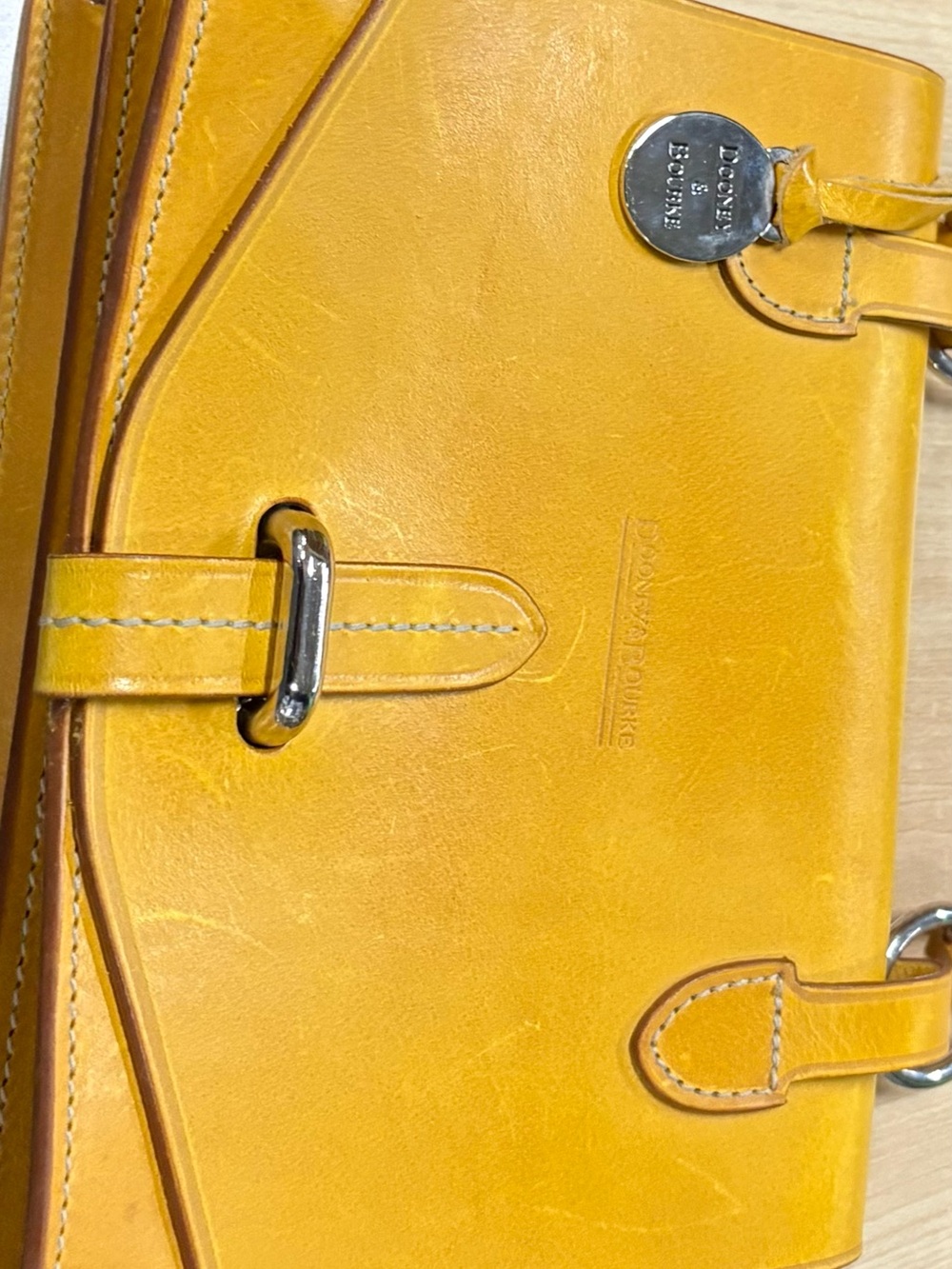 Dooney & Bourke Yellow Leather Shoulder Bag - Picture 3 of 4